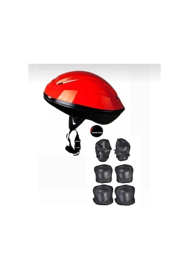Işıklı Çocuk Pateni Ayarlanılabilir Silikon Tekerli Frenli Metal Gövdeli Paten Ve Kask Dizlik Set Kırmızı