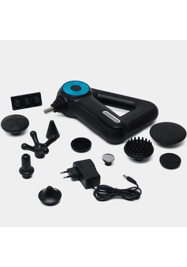 12 Farklı Başlıklı Profesyonel Masaj Tabancası - Kas Gevşetici Ve Yorgunluk Giderici Masaj Aleti 4741 Açık Mavi