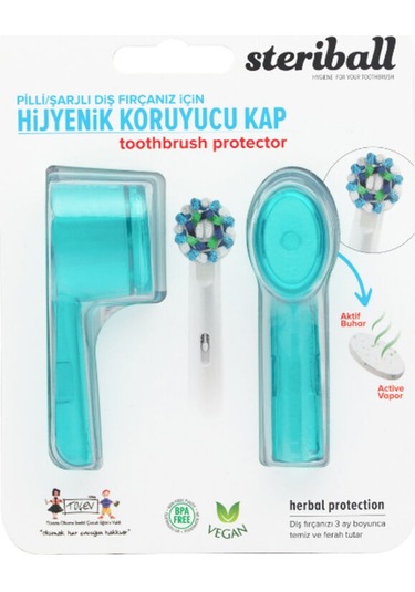 Steriball Pilli Veya Şarjlı Diş Fırçaları İçin Hijyenik Diş Fırçası Kabı - Turkuaz