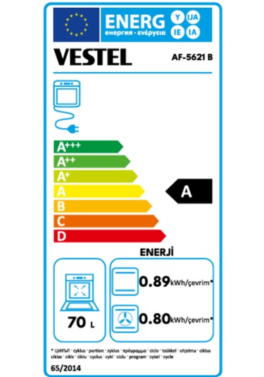 Vestel AF-5621 B 70 LT Ankastre Fırın