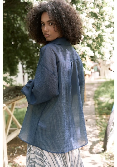 Mai Collection Mai Studios Co. Syaritta Oversize İndigo Transparan Gömlek İndigo