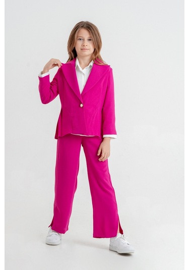 Kız Çocuk Piliseli Üçlü Kız Takım 4409 Fuşya