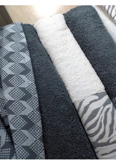 Dantela Premium Cotton Jakarlı Aile Bornoz Seti-Mery Krem Petrol Petrol - Krem