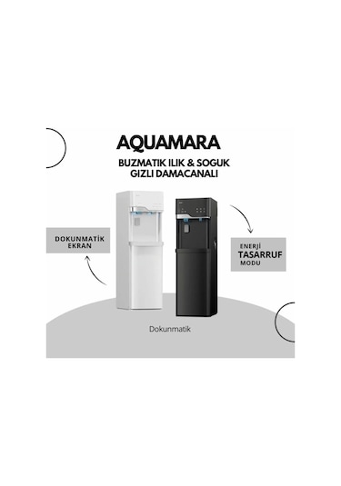 Aquamara LYCZ629 Buz Makinalı Su Sebili Siyah