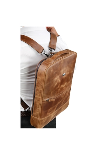 Mft Leather Hakiki Deri Unisex Sırt Çantası - Napoli 4212 Tiguan Taba