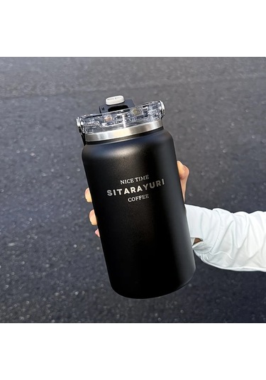 Willowhaven Siyah 40.58oz Minimalist Büyük Kapasiteli Paslanmaz Çelik Termos Suluk, Geniş Tutamaklı Sızdırmaz Siyah