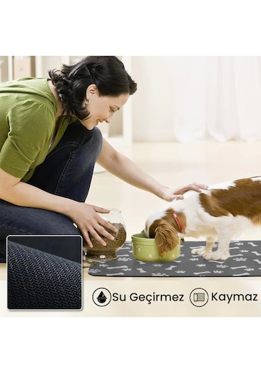 Matgo Pati Evcil Hayvan Besleme Matı Pati ve Kemikli Mama Paspası 60 x 40 CM