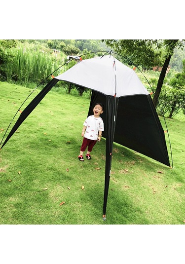 Lemestar Üç Açık Yanlıklı Hava Akışlı Erkek Bayan Geniş Görünümli Park Plaj Kamp Balıkçılık Gölge Çadırı Siyah Gri Gri - Siyah