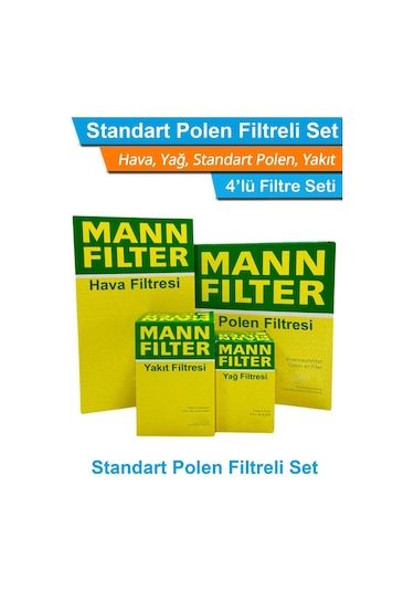 Citroen Berlingo 1.6 Hdı Euro5 Mann Filtre Bakım Seti 2012-2017 Hava+yağ+yakıt+standart Polen