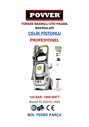 Povver Plt407g-1800 Yüksek Basınçlı Yıkama Makinesi