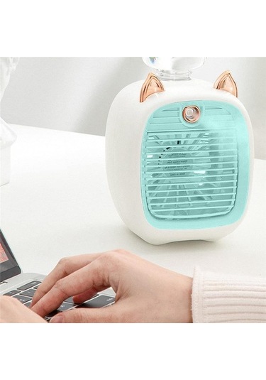 Sulu Klima Fanı, Mini Fan, Usb Fan, Masaüstü Turbo Sprey Nemlendirme Soğutucu Gri Ve Beyaz Heı3vt Var Ayaklı 5 Adetten Az