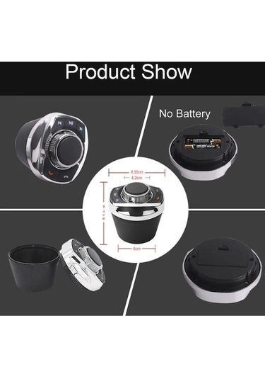 Jeehugo Siyah Arka Işıklı 8 Tuşlu Kupa Şekilli Kablosuz Direksiyon Kontrol Cihazı - Araç Direksiyon Kumandası