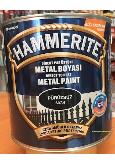 Marshall Hammerite Direkt Pas Üstü Pürüzsüz Metal Boya Siyah 2.5