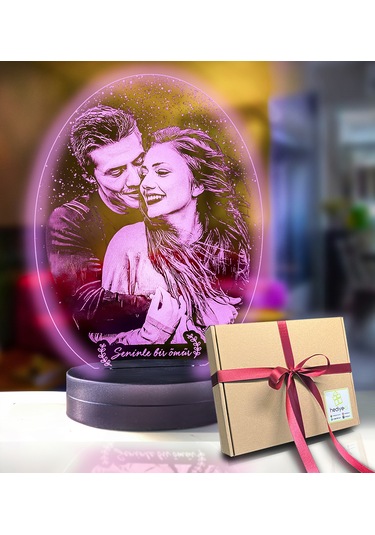 Kişiye Özel Oval Fotoğraflı 3d Model Led Gece Lamba