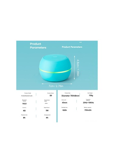 Maiyame S9 Mini Bluetooth Hoparlör, Ipx6 Su Geçirmez, 8 Saat Çalma Süresi, Hifi Ses Kalitesi, Dış Mekan Taşınabilir, Kırmızı