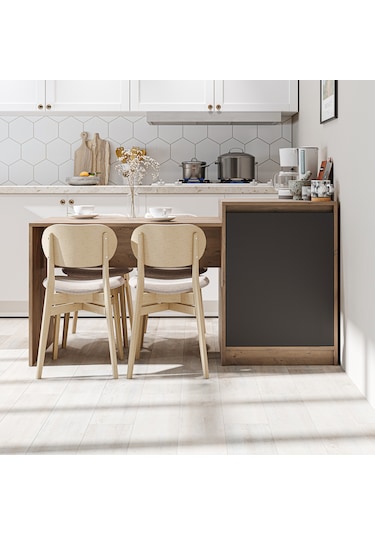 Milano Bar Masası Dolaplı Yüksek Mutfak Yemek Masası