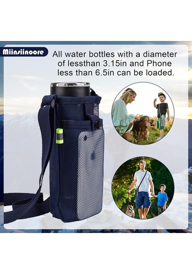 Fosenze 3'lü Su Şişesi Çantası Seti - Ağ Desenli Taşınabilir Kılıf, Ayarlanabilir Askı, Yürüyüş Kamp Turizm İçin - Siyah Mavi Gri Siyah - Gri - Mavi