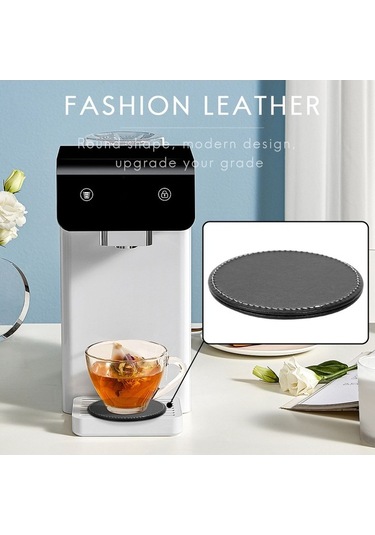 Ulzyvf Yuvarlak Siyah Siyah Seti Mutfak Kullanımı Deri Bardak Bardak Altlığı Altlığı 6'lı Sa Siyah