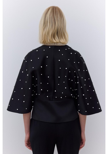 Manuka İncili Abiye Kimono Siyah