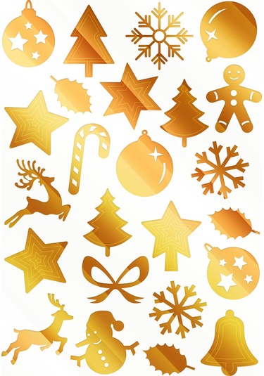 Gold Yılbaşı Temalı Metalik Duvar Sticker Çok Renkli