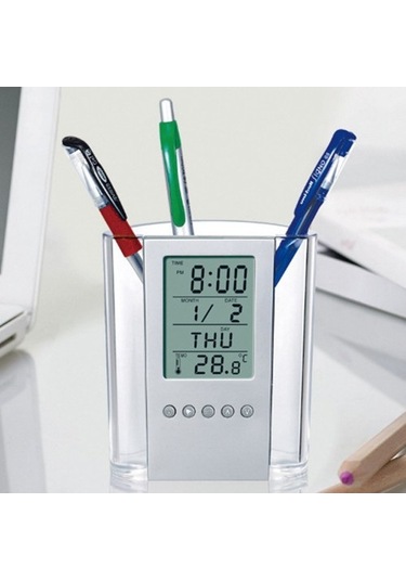 Goldenqian Sürekli Takvim Kalem Saati Elektronik Kalem Saat Silindiri Txjyks Siyah