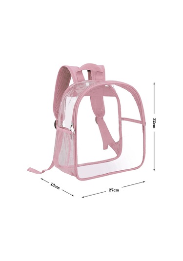 Homyl Şeffaf Sırt Çantası Pvc Mini Dayanıklı Gizli Sakli Pembe