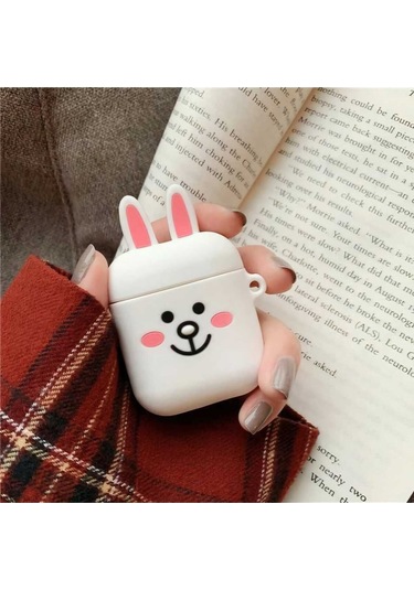 Iphone 1/2. Nesil Uyumlu Koruyucu Bluetooth Kulaklık Kılıfı Figürlü Tavşancık Airpods 1/2. Nesil