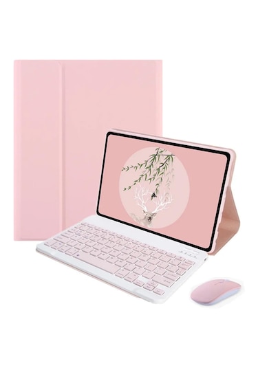 Lenovo Tab M10 Tb328fu Btklavye Mouse+stand Kılıf-bkk6 Pembe