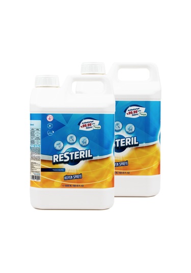Resteril Antibakteriyel Doğal Alkolsüz Dezenfektan Yüzey Hijyen Spreyi 2 x 5 L