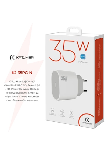 Katjmer Kj-35pg-n Gan 35w Pd Şarj Adaptörü Beyaz