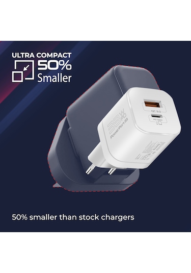 Promate PowerPort-33 33W,Type-C PD , USB Hızlı Şarj Cihazı Beyaz