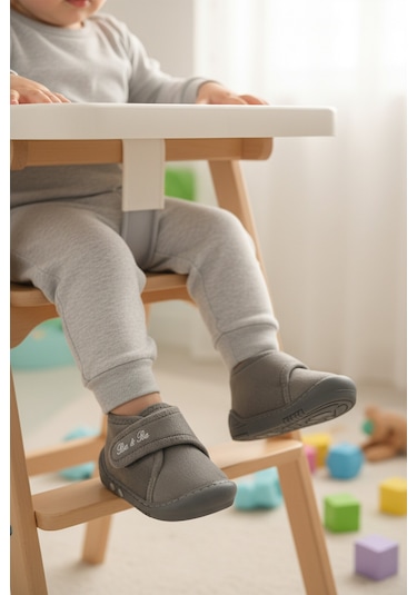 Ayakmod Gri Süet Cırtlı Bebek Panduf Ba&ba 058989 B Gri