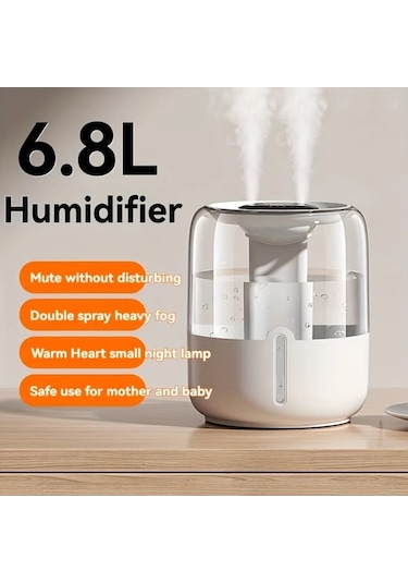 Motion003 Beyaz 1 Adet Büyük Kapasiteli Usb Çift Püskürtmeli Hava Nemlendirici Tüm Mevsimler İçin İki Renk Seçenekli