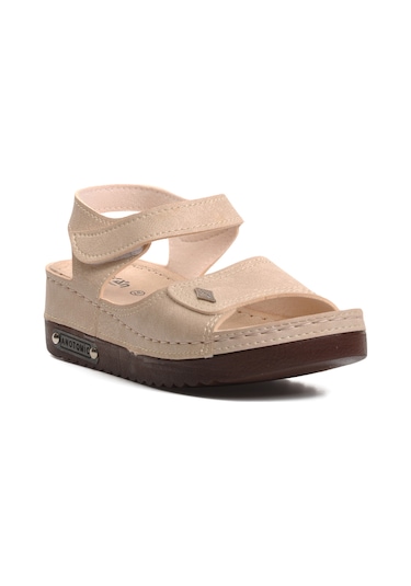 Ayakmod 07-109 Rr Bej Kalın Taban Kadın Anatomik Sandalet 001