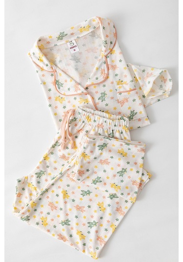 Uzun Kol Gömlek Yaka Kadın Pinterest Pijama Takımı - Mevsimlik Kadın Pijama- Geniş Beden Aralığı Karışık