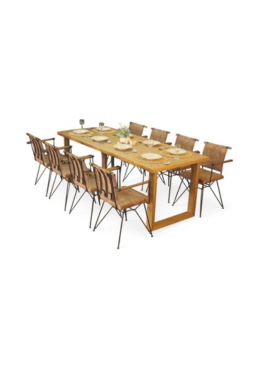 Neiwel Loen Doğal Ahşap Mutfak Ve Yemek Masası-120-240 Açık Ceviz