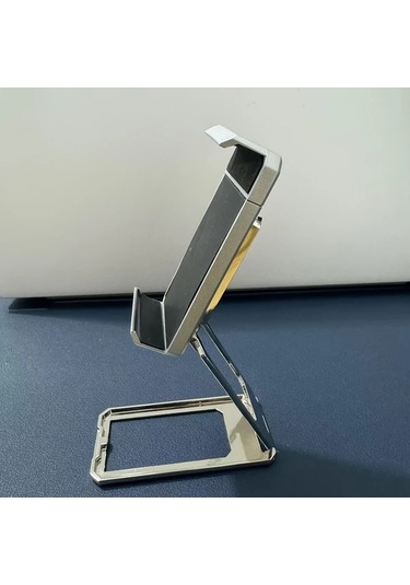 Motion003 360 Derece Doner Simli Katlanabilir Telefon Tutucu Metal Ayakli Cok Acli Stand Simli