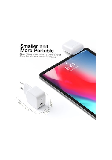 Reedark 20w Hızlı Şarj Cihazı, 12 İçin, Aşırı Akım Ve Kısa Devre Korumalı, Katlanabilir Prong, Beyaz, Euro Standartı