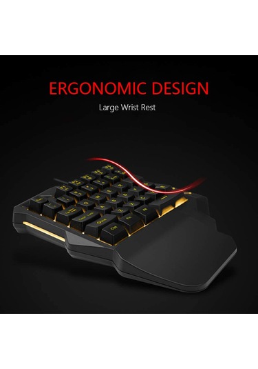 Xindoker "35 Tuşlu Renkli Aydınlatmalı Tek Elle Oyun Klavyesi - Usb Bağlantılı Ve Makro Kayıt Özellikli"