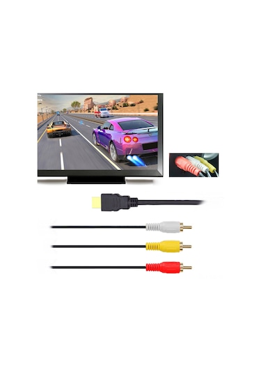 Gajeena Hdmı'den 3 Rca'ya Ses-video Kablosu 1.5m Siyah - Sinyal Aktarımı 480i/480p/720p/1080i/1080p Desteği Kodlama Yok