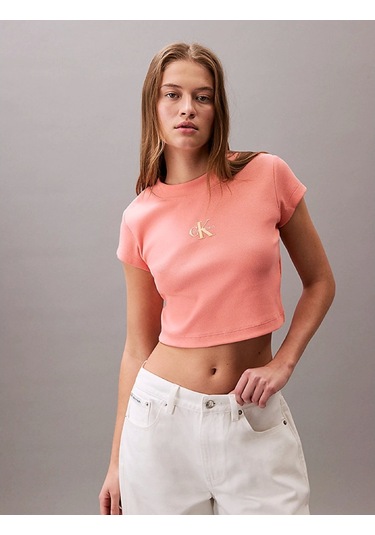 Calvin Klein Monogram Baby Tee Kadın Pembe T-shirt Lv047ab802-vdw Turuncu