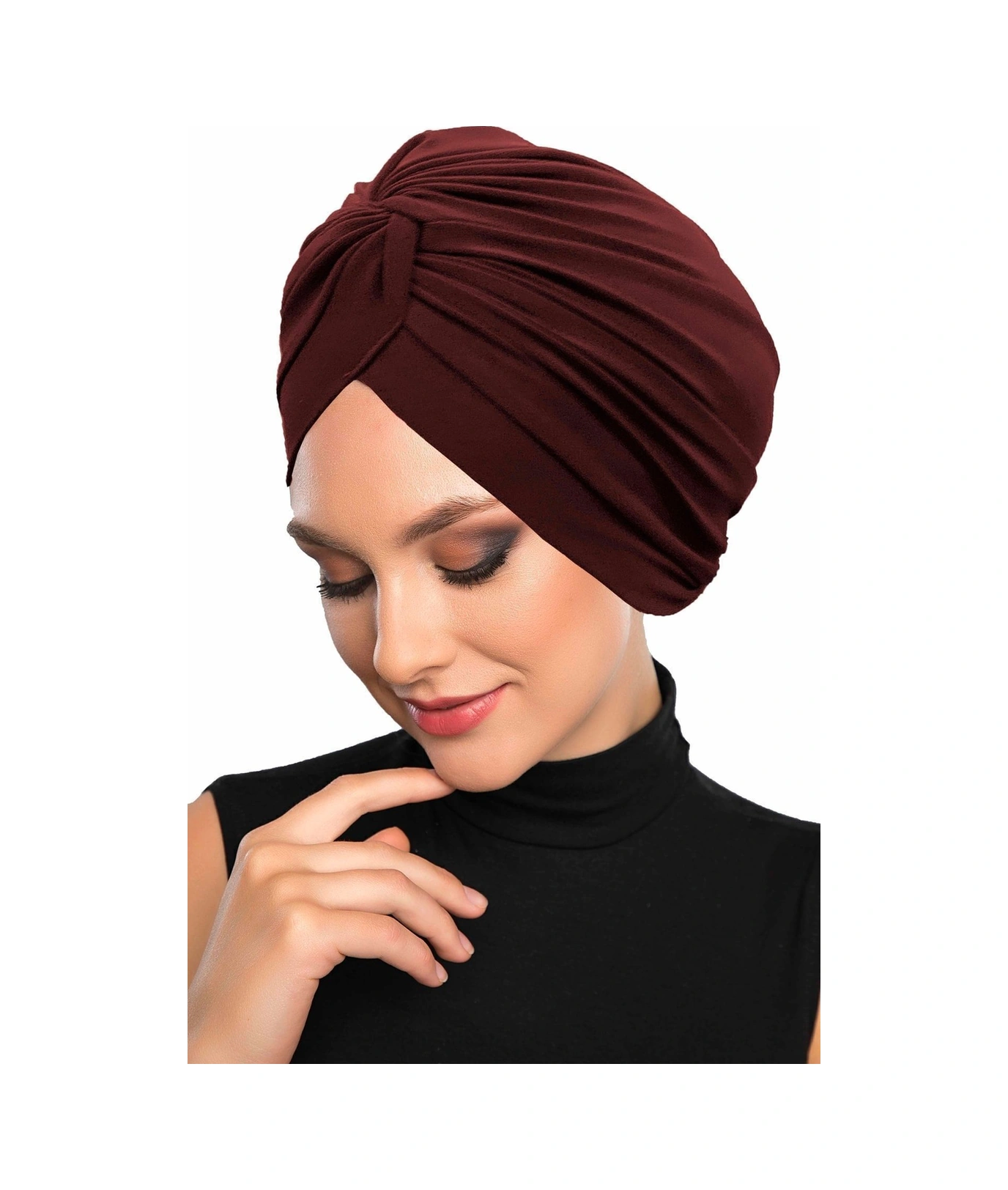 Çapraz Kancalı Kahve Hazır Türban Tesettür Dış Ve Havuz Bonesi Kahve