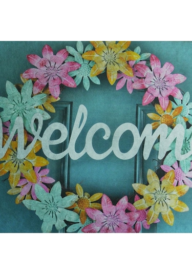 Çiçekli Welcome Baskılı Kaliteli Kauçuk Kapı Önü Paspası