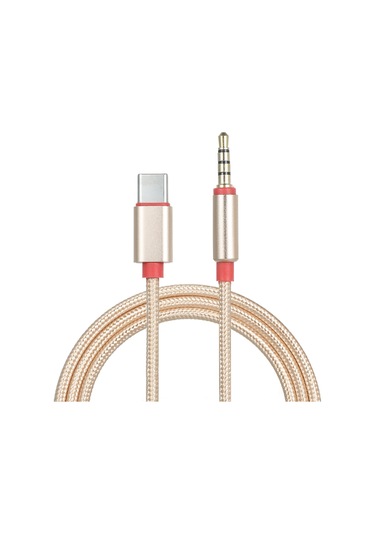 Springsun Type-c'den 3.5mm Aux'a Müzik Transfer Kablosu, 95cm Altın Renkli, Hi-fi Ses, Araç Ve Ev Sistemi Uyumlu