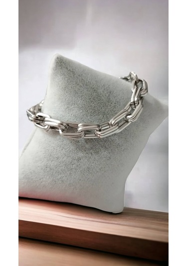 Çelik Gümüş Renk Kararmaz Bayan Klasik Tasarım Bileklik 17+5 Boy Çelik