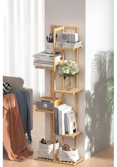 Digithome Bambu 6 Raflı Saksılık Çok Amaçlı Stand Çiçeklik Banyo Düzenleyici Havluluk Db-0025 Kahverengi