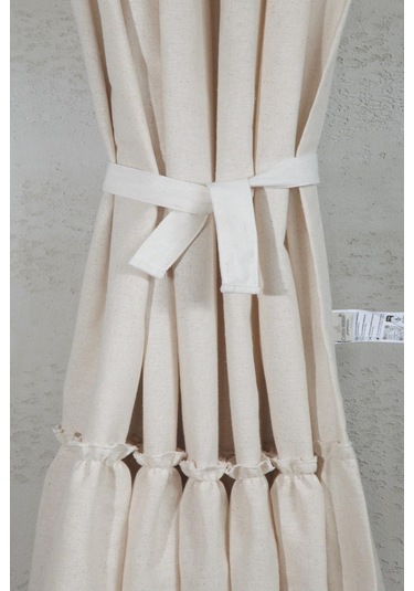 Naturel Bohem French Stil Fırfırlı Perde Krem
