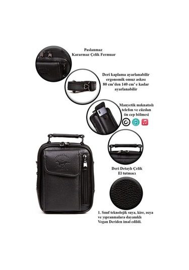 Novahub Siyah Çelik Yeni Tasarım Telefon Bölmeli El Ve Omuz Çantası Ve Kartlık Acı Kahverengi