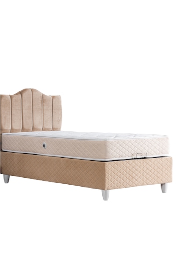 Trend Tek Kişilik Baza Başlık Letto Yatak Seti Bej 100 x 200