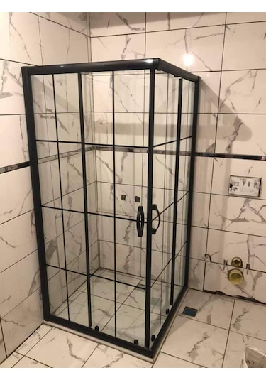 Nokta Duşakabin Teknesiz Kare Cam Duşakabin Karolaj Desenli Şeffaf